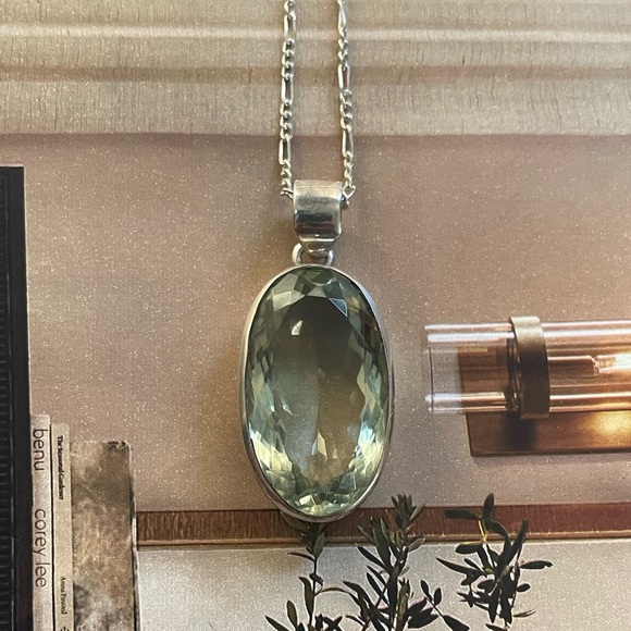 925 Sterling silver Natural Green Amethyst Pendent with Sterling silver chain!! - Picture 10 of 17
